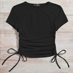 Drawstring knot slim t shirt